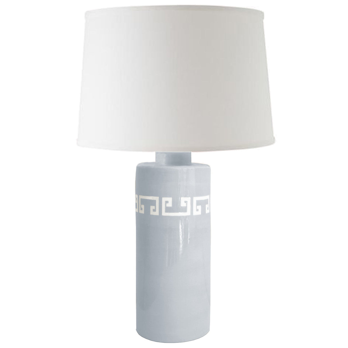 Hydrangea Light Blue Greek Key Column Lamp