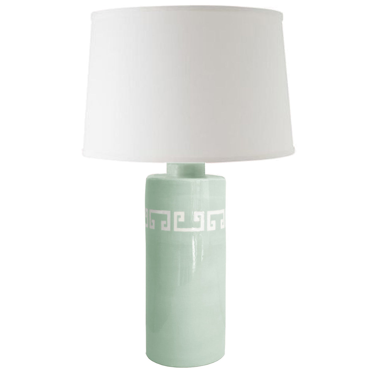 Sea Glass Greek Key Column Lamp