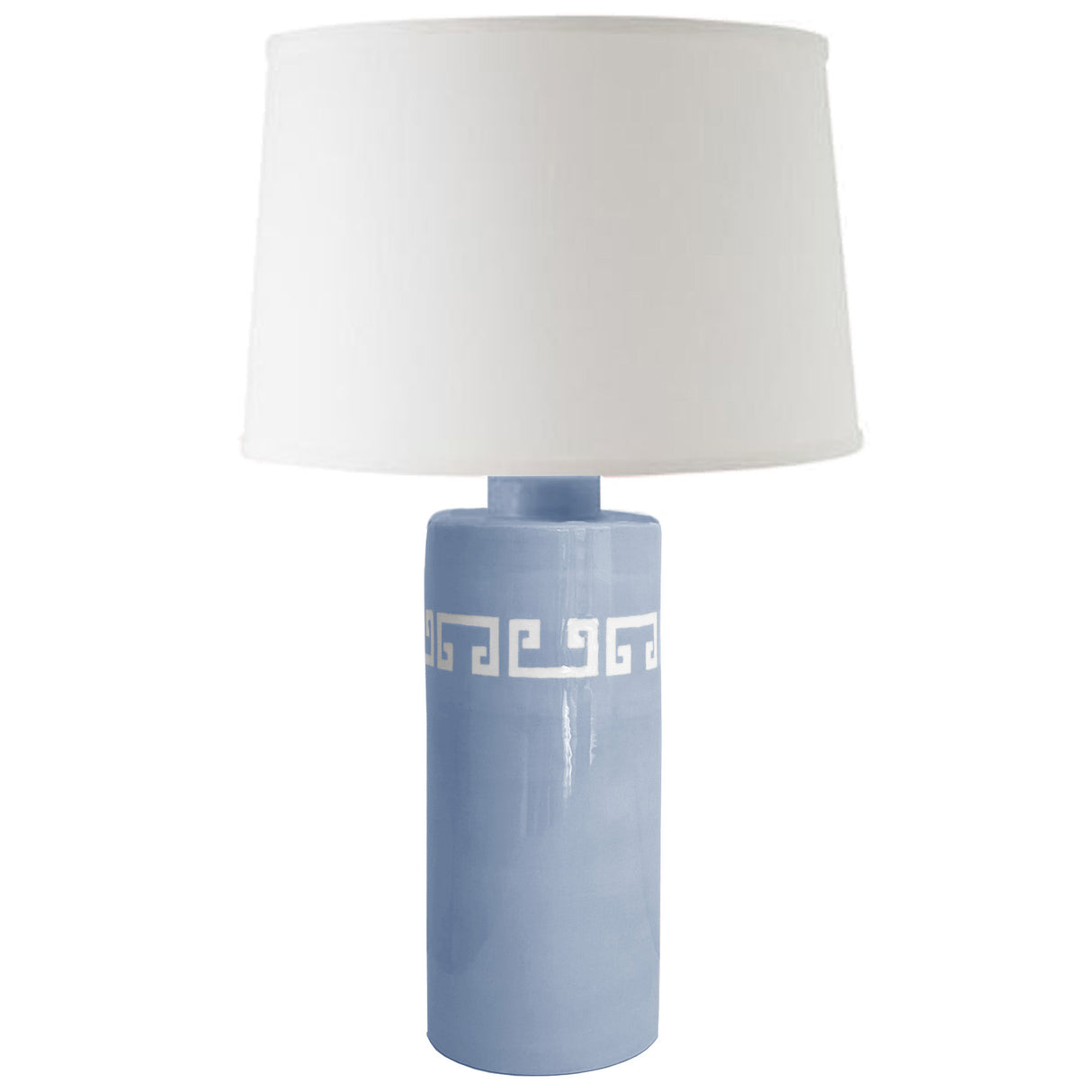 Serenity Blue Greek Key Column Lamp
