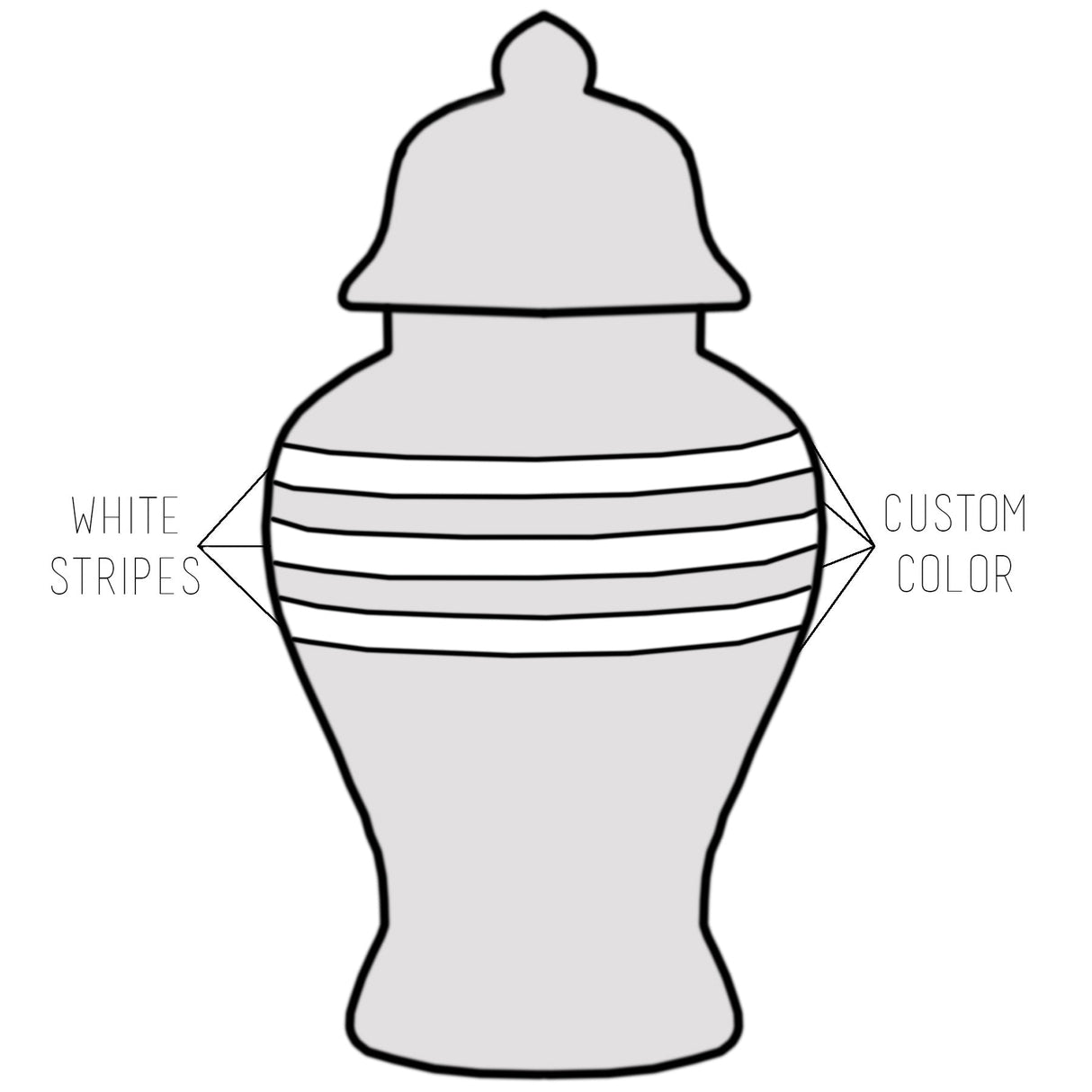 Custom Color Striped Ginger Jars