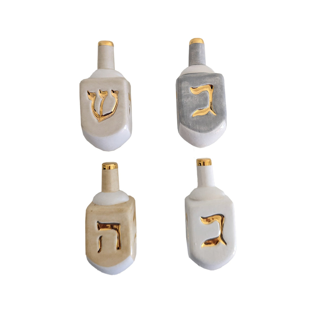 Dreidels with 22K Gold Accents- Set of 4 | Wholesale