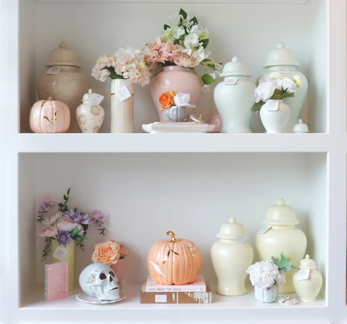 Layered Leaves Pumpkin Jars with 22K Gold Accents in Sheer Orange