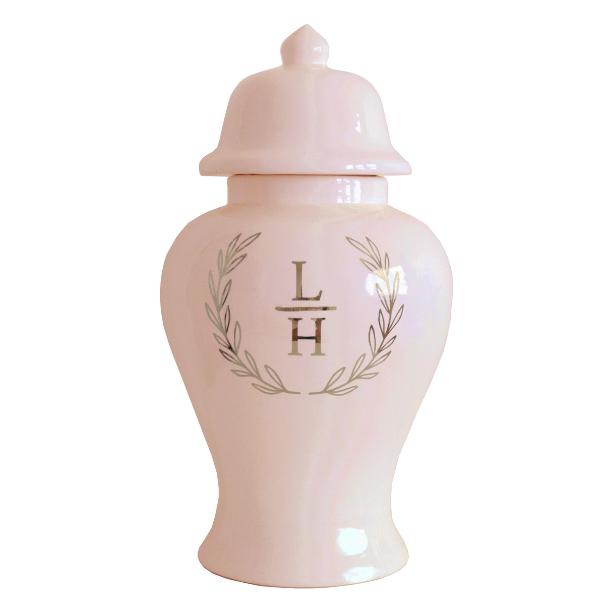 Laurel Wreath Monogram Ginger Jars in Blush