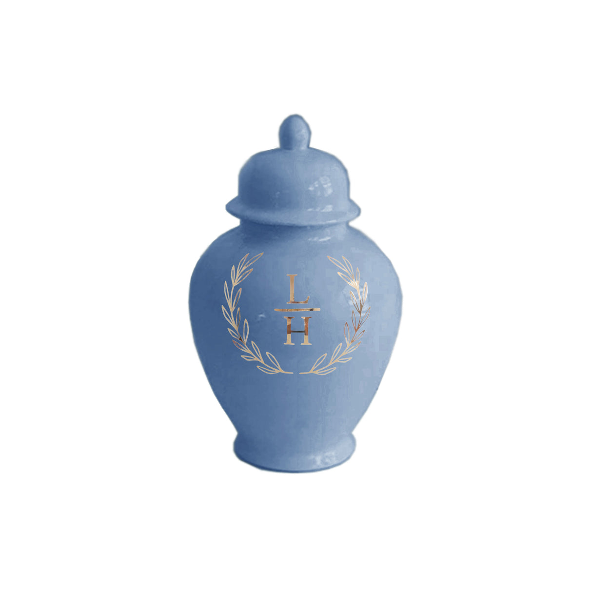 Laurel Wreath Monogram Ginger Jars in French Blue