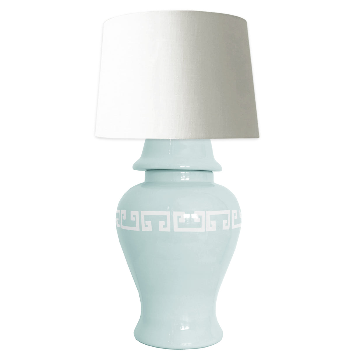 Robin's Egg Greek Key Ginger Jar Lamp