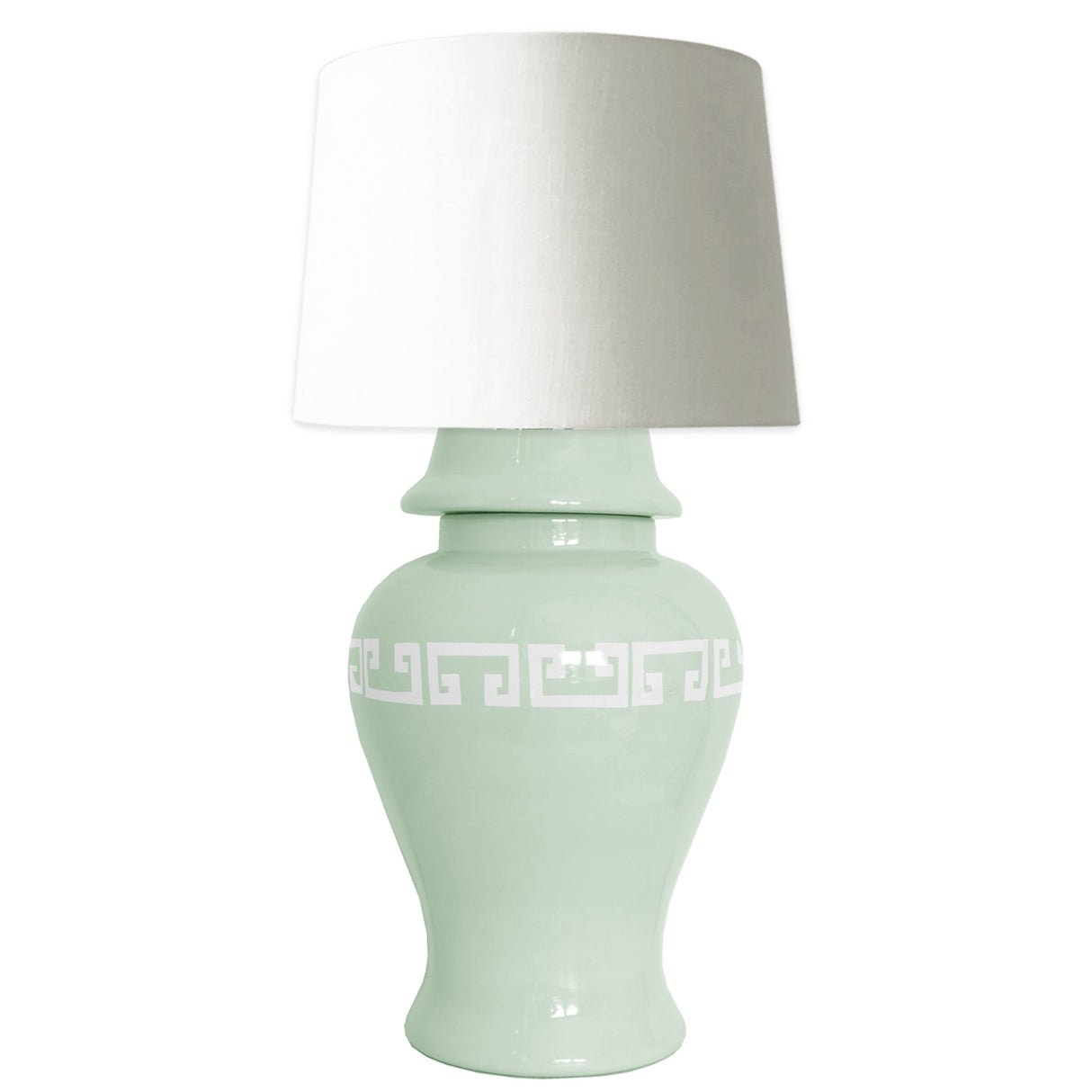 Sea Glass Greek Key Ginger Jar Lamp