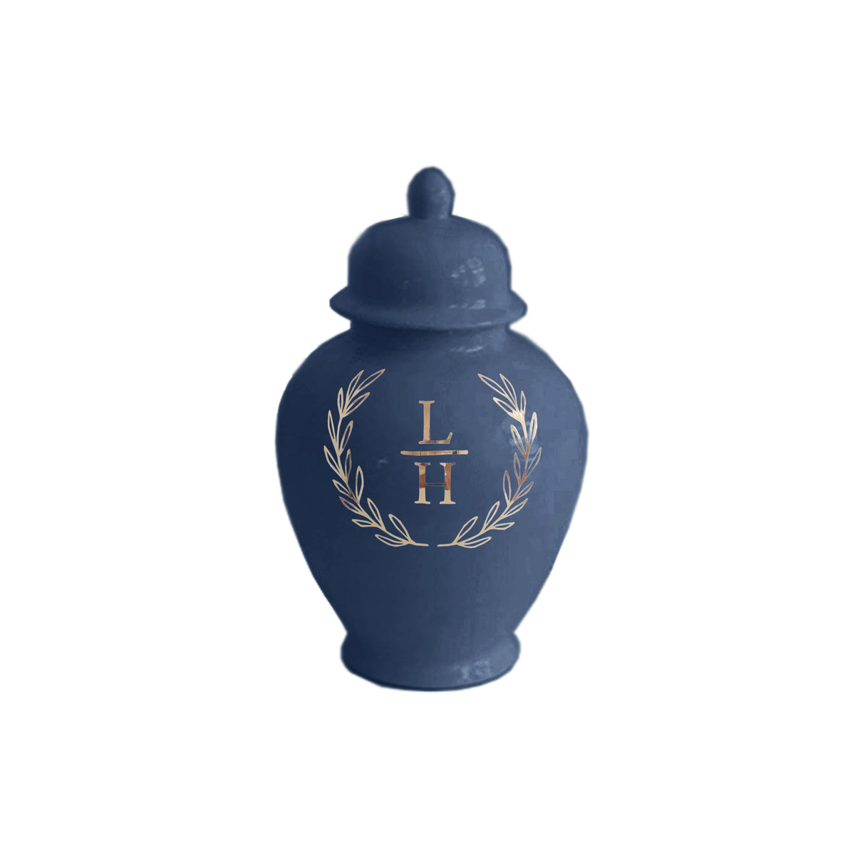 Laurel Wreath Monogram Ginger Jars in Navy