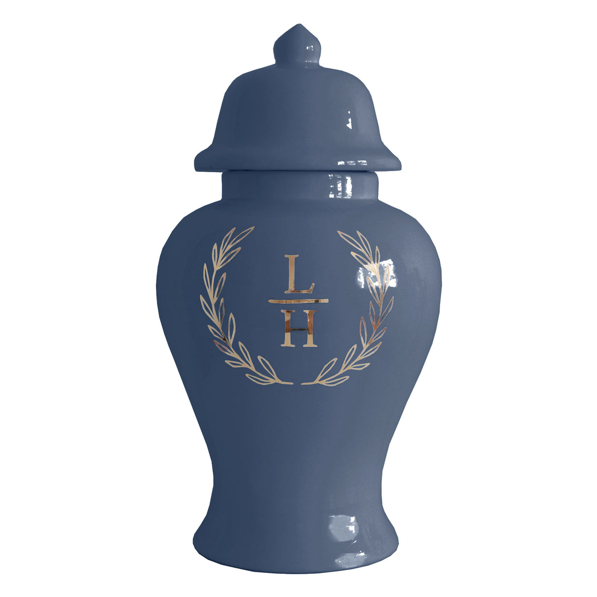 Laurel Wreath Monogram Ginger Jars in Navy