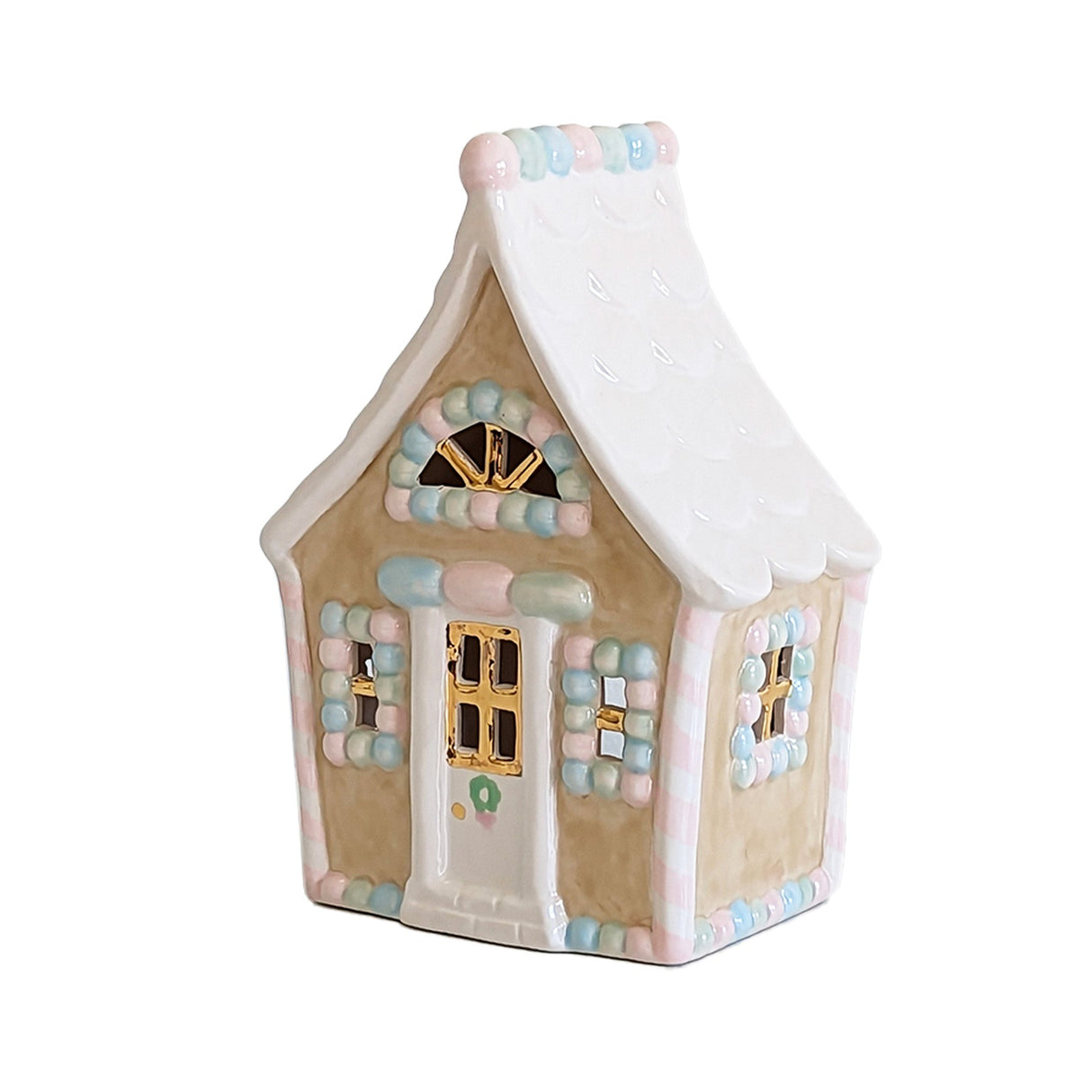 Pastel Gingerbread House with 22K Gold Accents | Wholesale