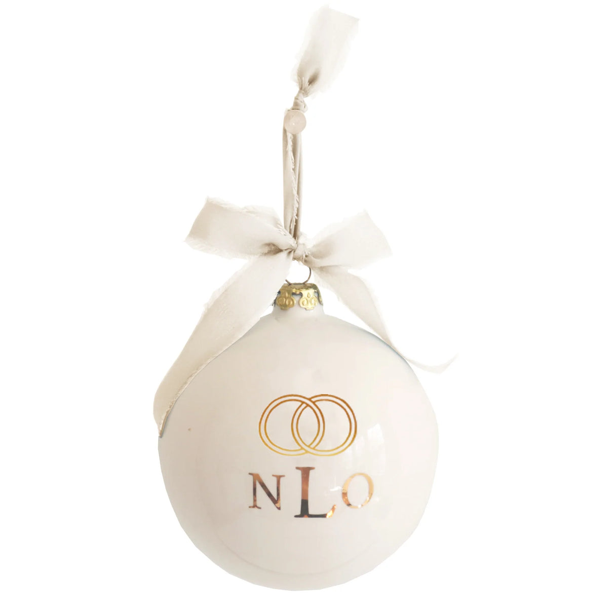 Monogrammed Keepsake Ornament- Wedding with Simple Bands | Wholesale