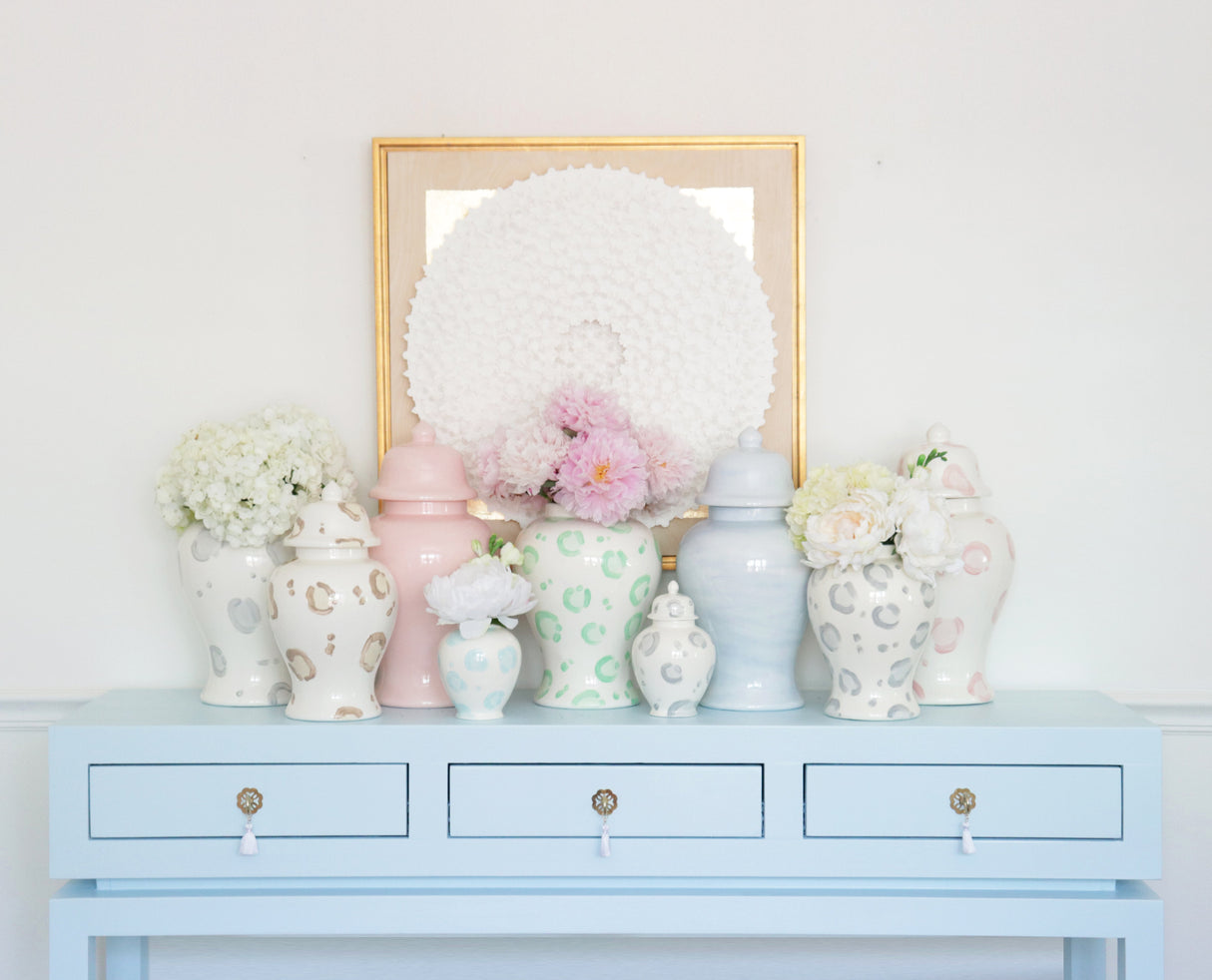 Blue Leopard Print Ginger Jars