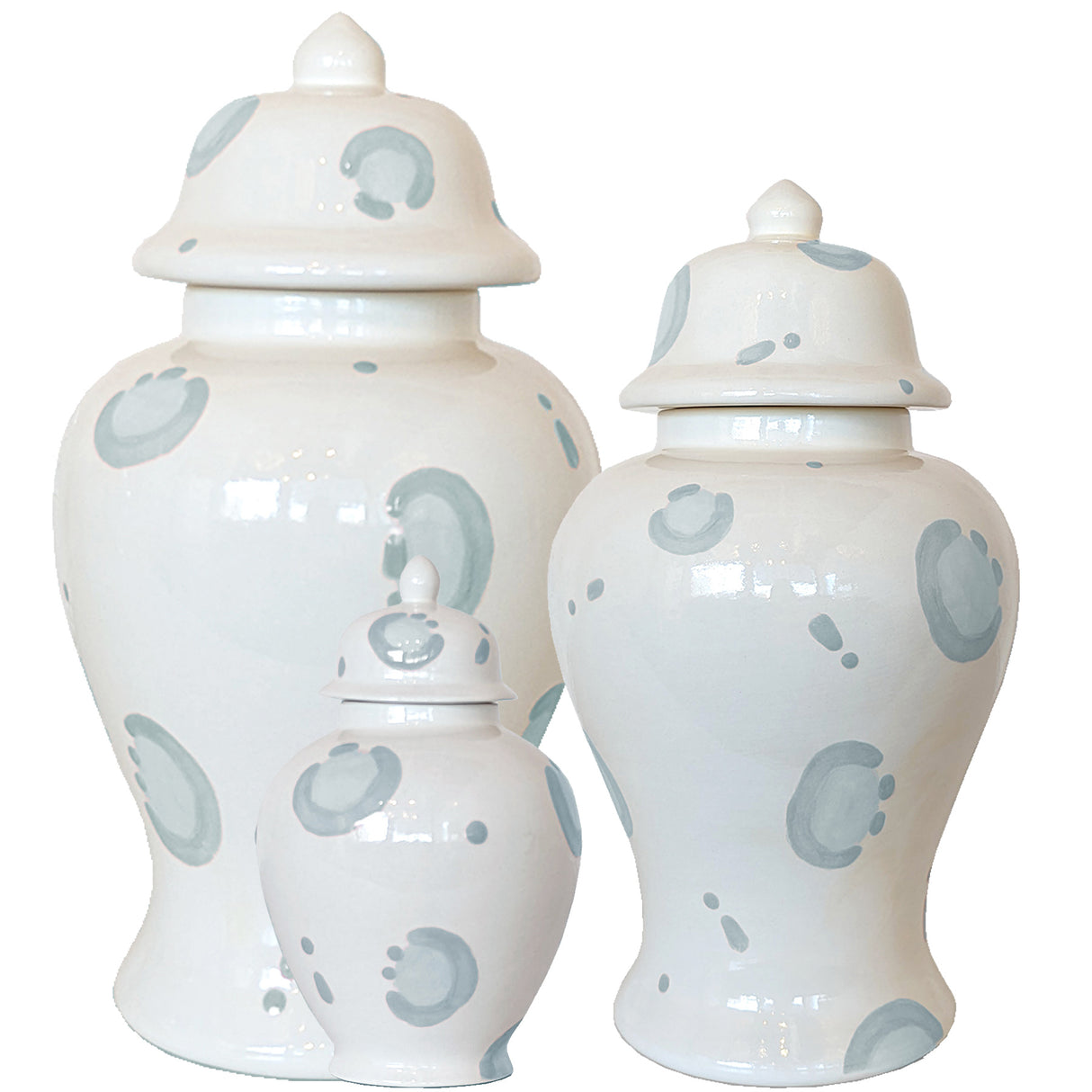 Blue Leopard Print Ginger Jars