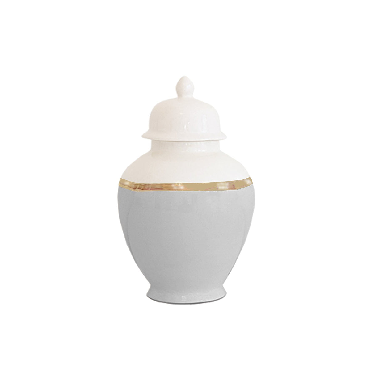 Light Gray Color Block Ginger Jar with Gold Accent
