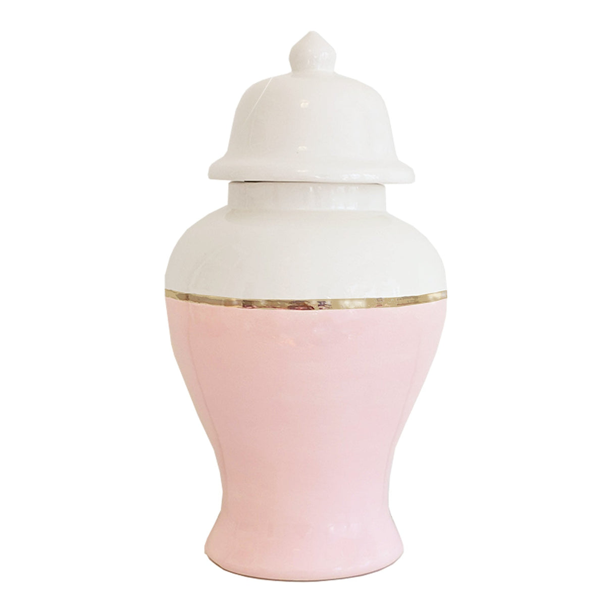 Cherry Blossom Pink Color Block Ginger Jar with Gold Accent