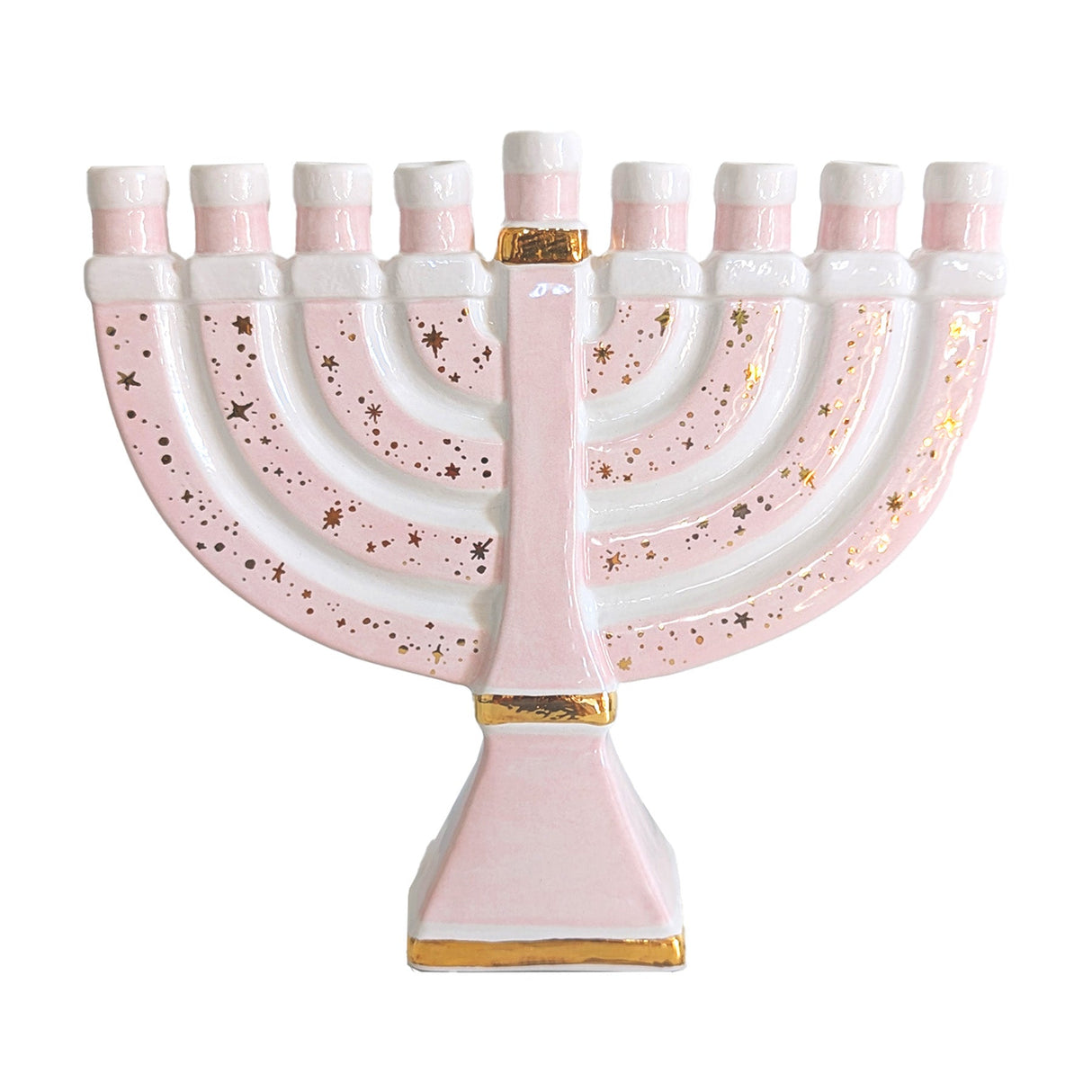 Shimmering Stars Menorah with 22K Gold Accents and Optional Monogram