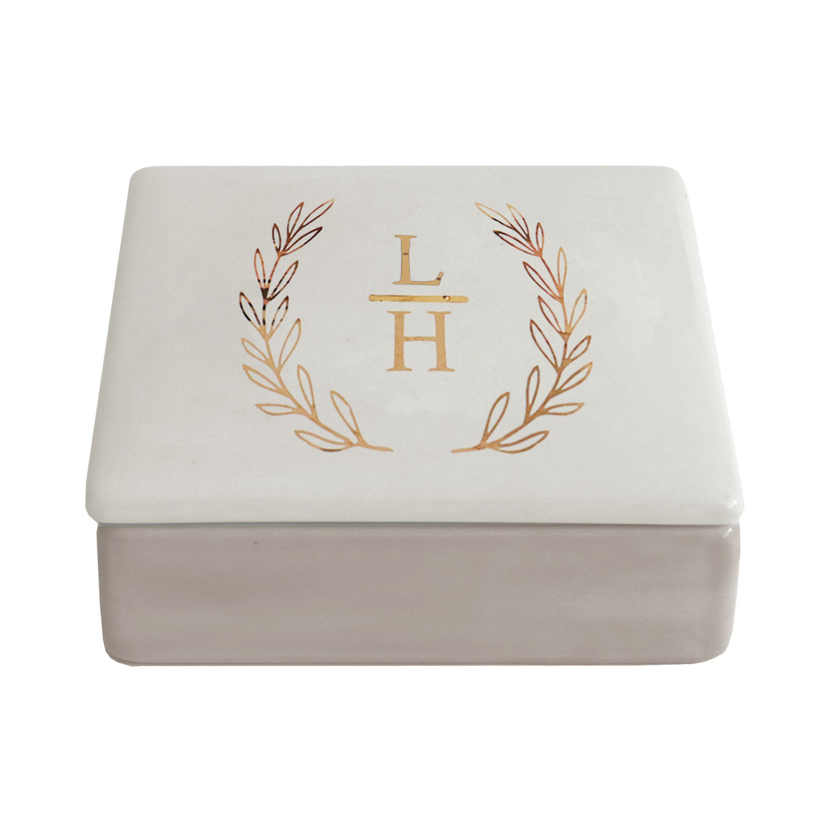 Laurel Wreath Monogram Two-Tone Box