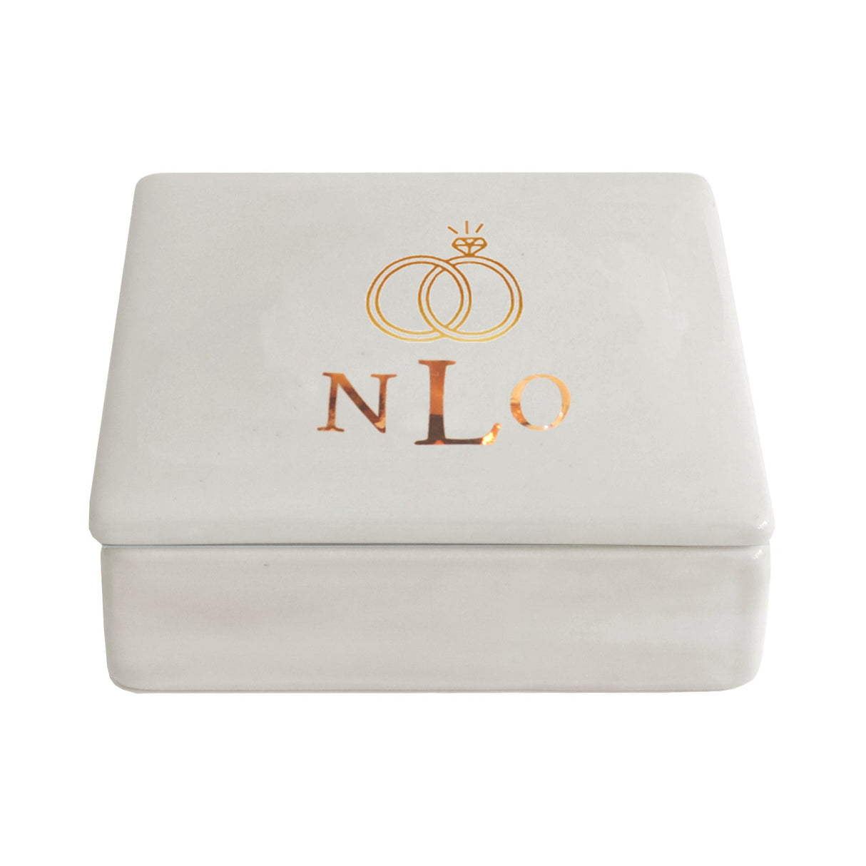 Wedding Keepsake Monogrammed Box with Diamond Ring