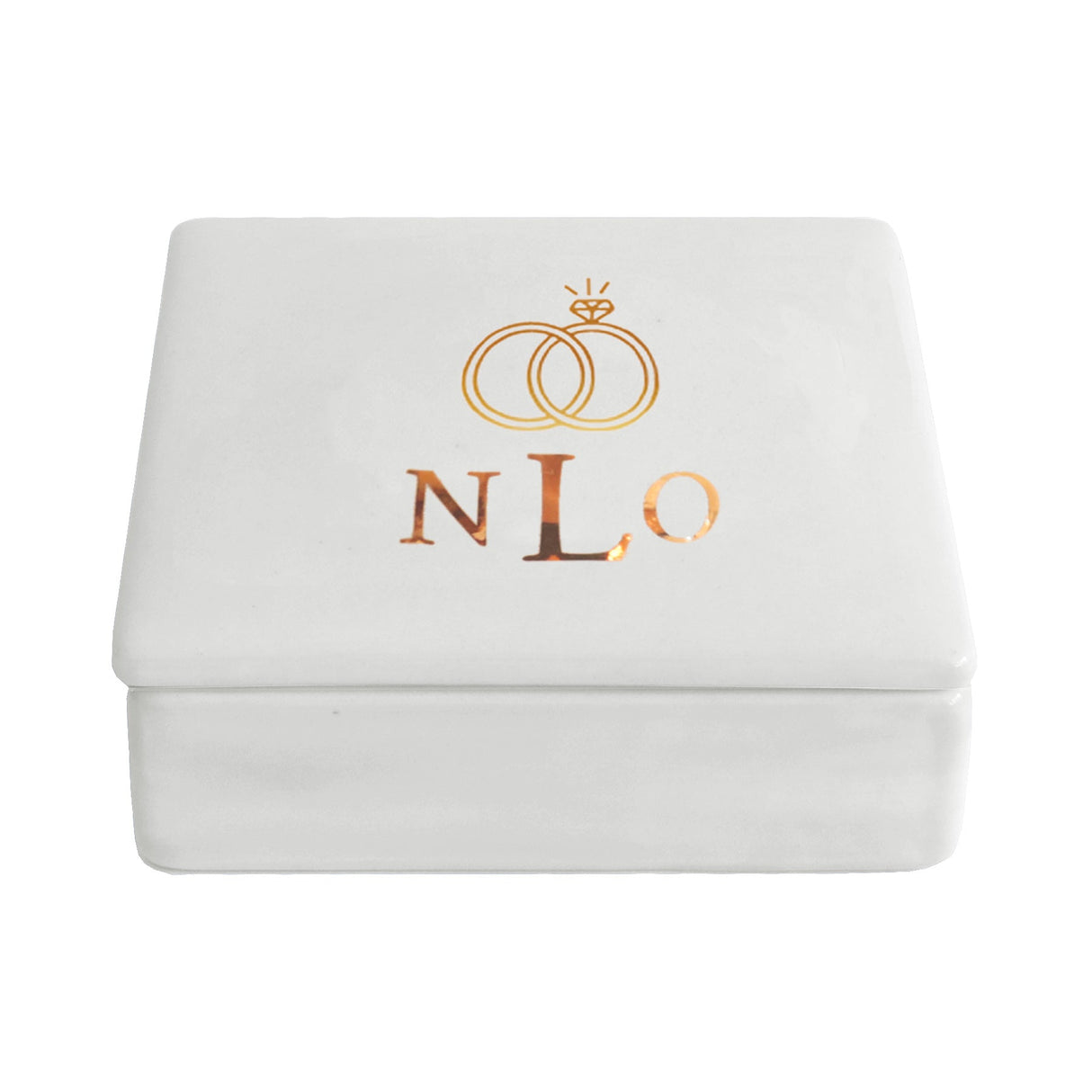 Wedding Keepsake Monogrammed Box with Diamond Ring