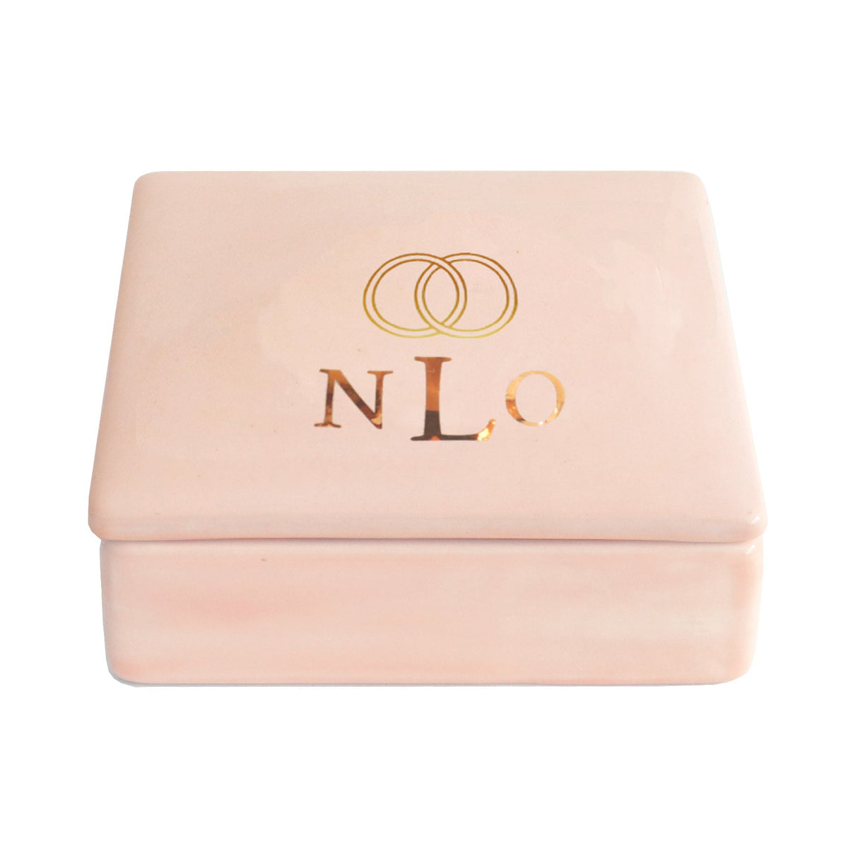 Wedding Keepsake Monogrammed Box with Simple Bands