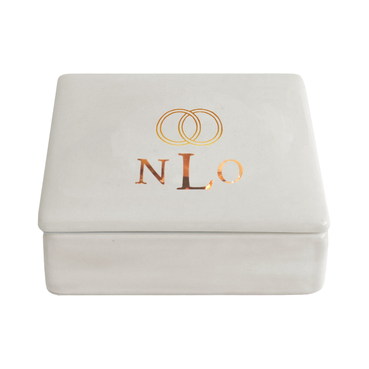 Wedding Keepsake Monogrammed Box with Simple Bands