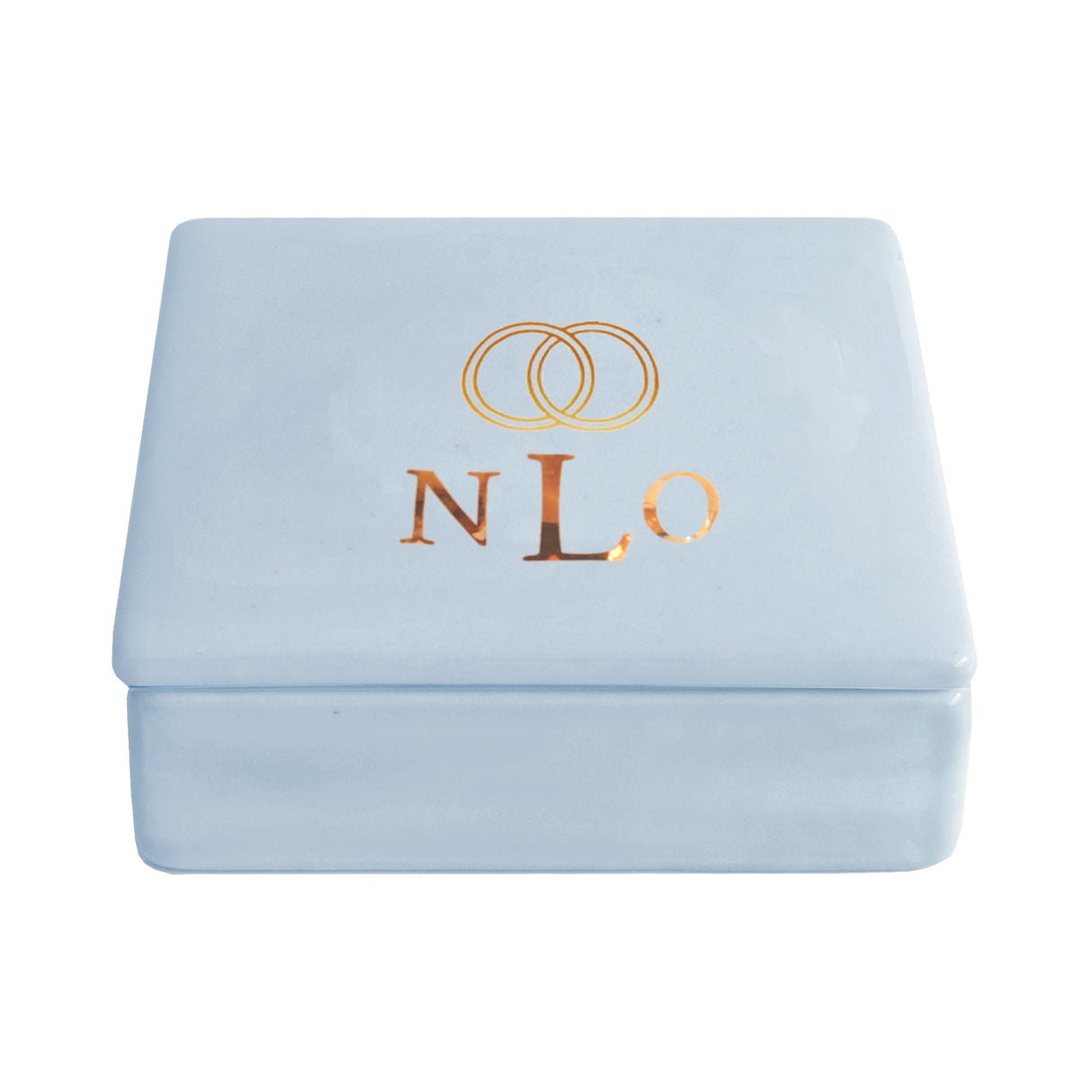 Wedding Keepsake Monogrammed Box with Simple Bands