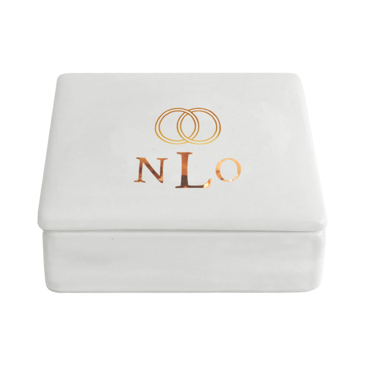 Wedding Keepsake Monogrammed Box with Simple Bands