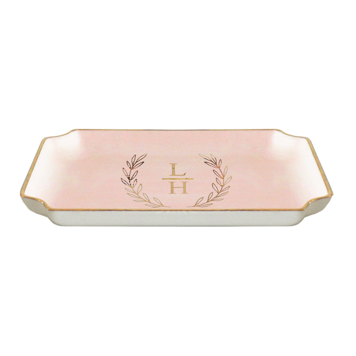 Laurel Wreath Monogram Trays with Gold Accent