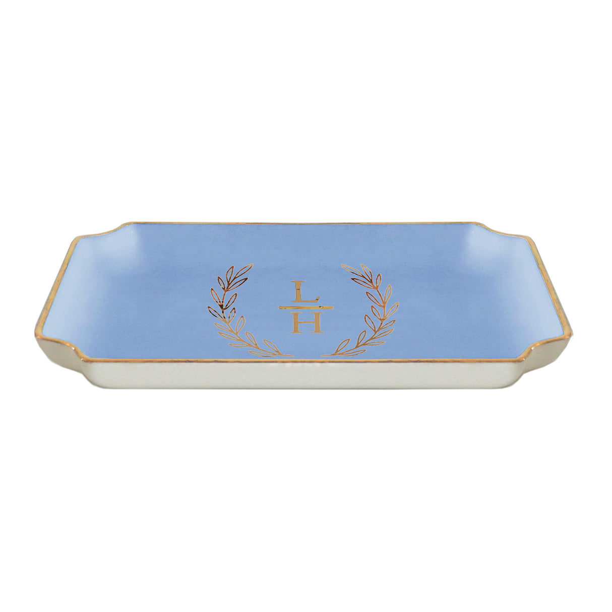 Laurel Wreath Monogram Trays with Gold Accent