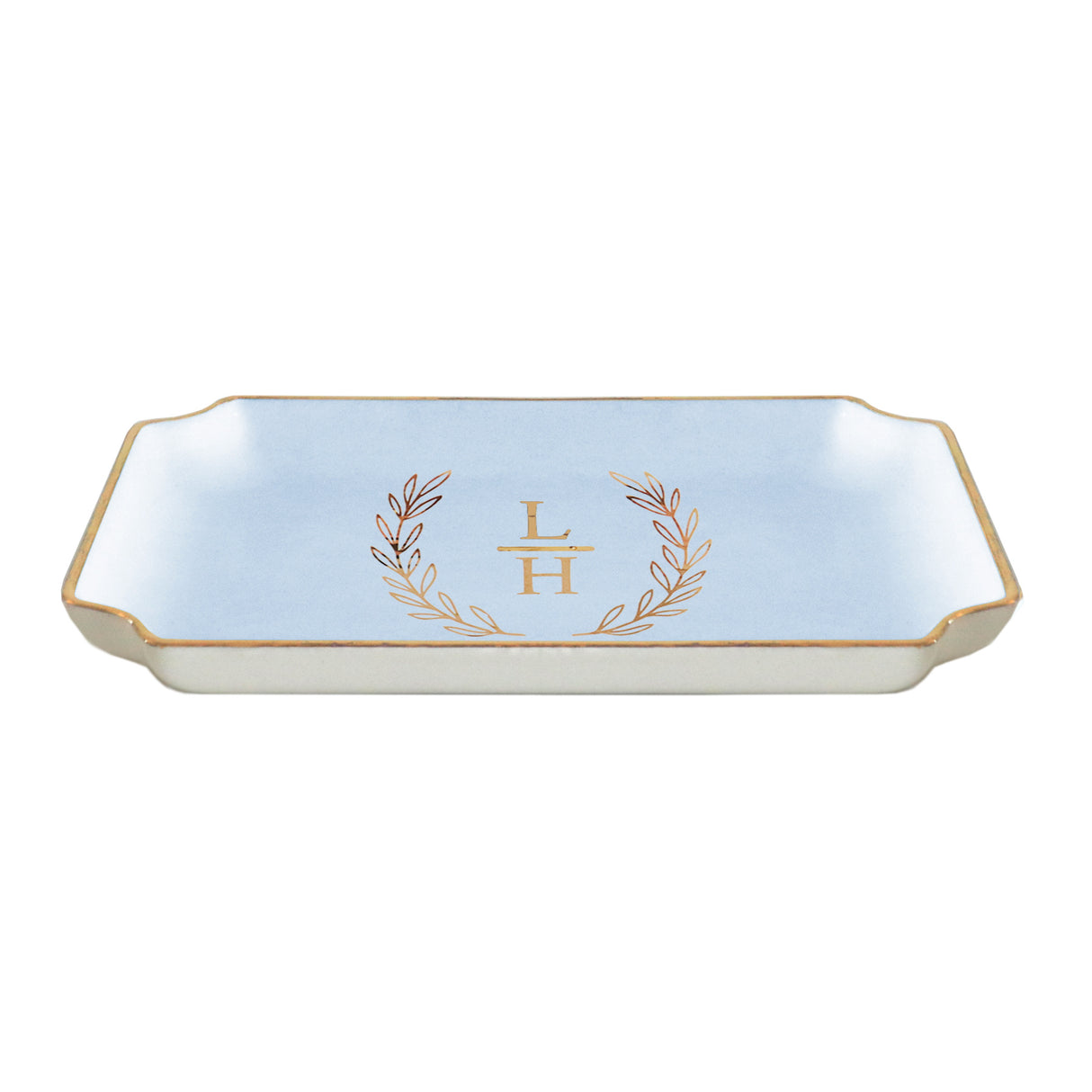 Laurel Wreath Monogram Trays with Gold Accent