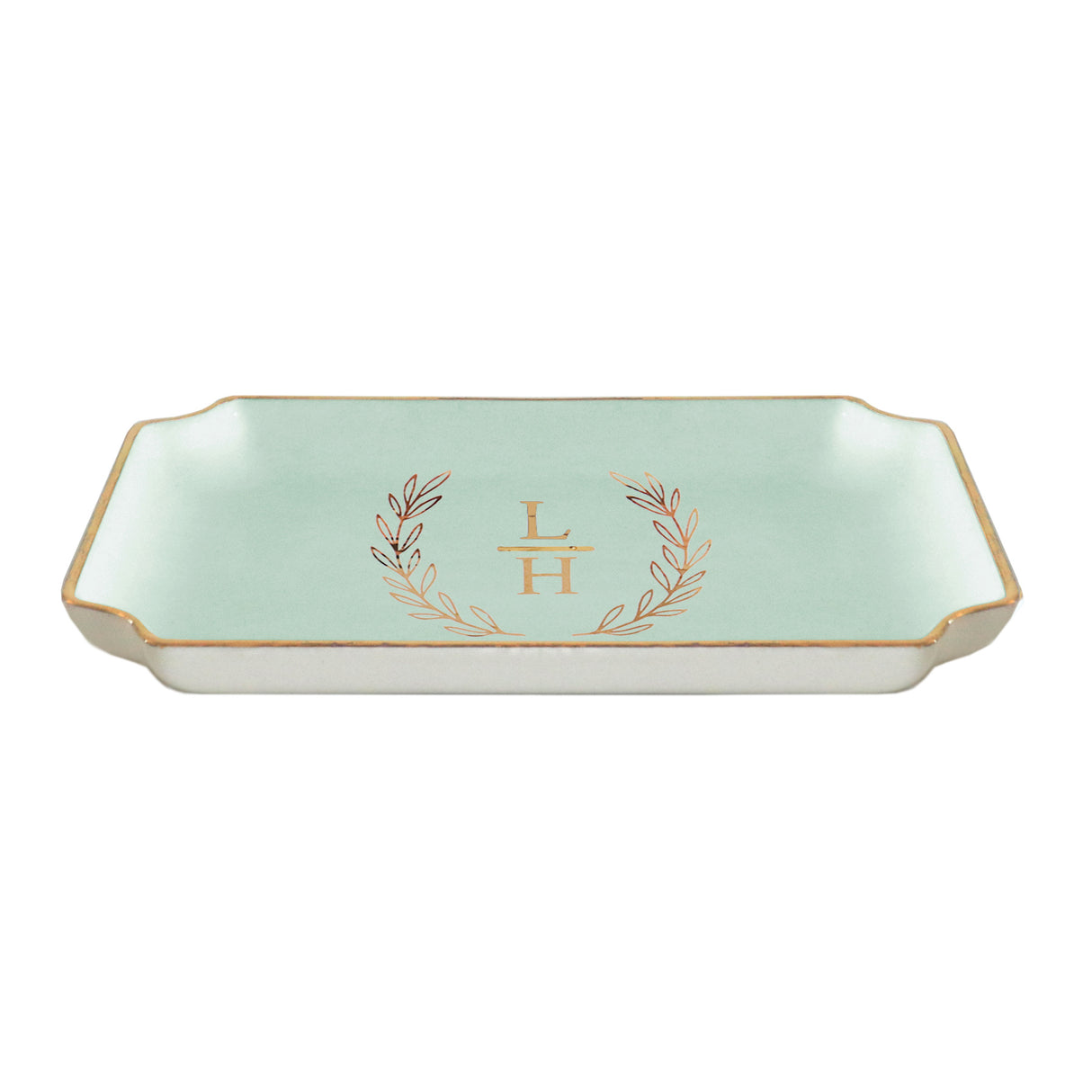 Laurel Wreath Monogram Trays with Gold Accent