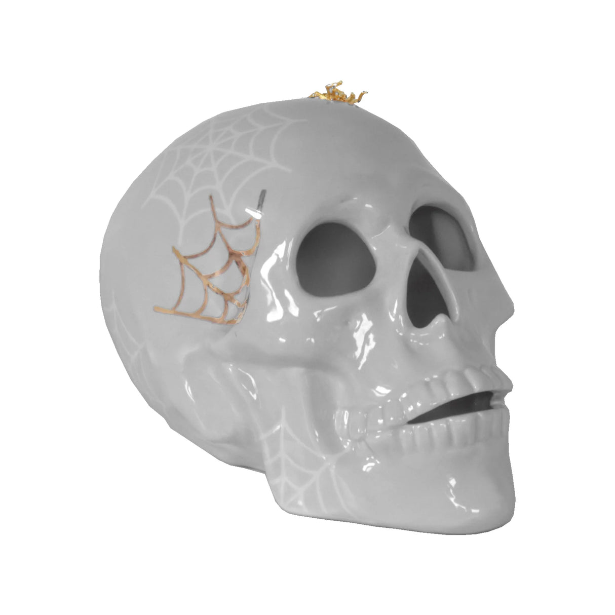 "Mr. Bones and Charlotte" Skull Decor with 22K Gold Accents- Light Gray