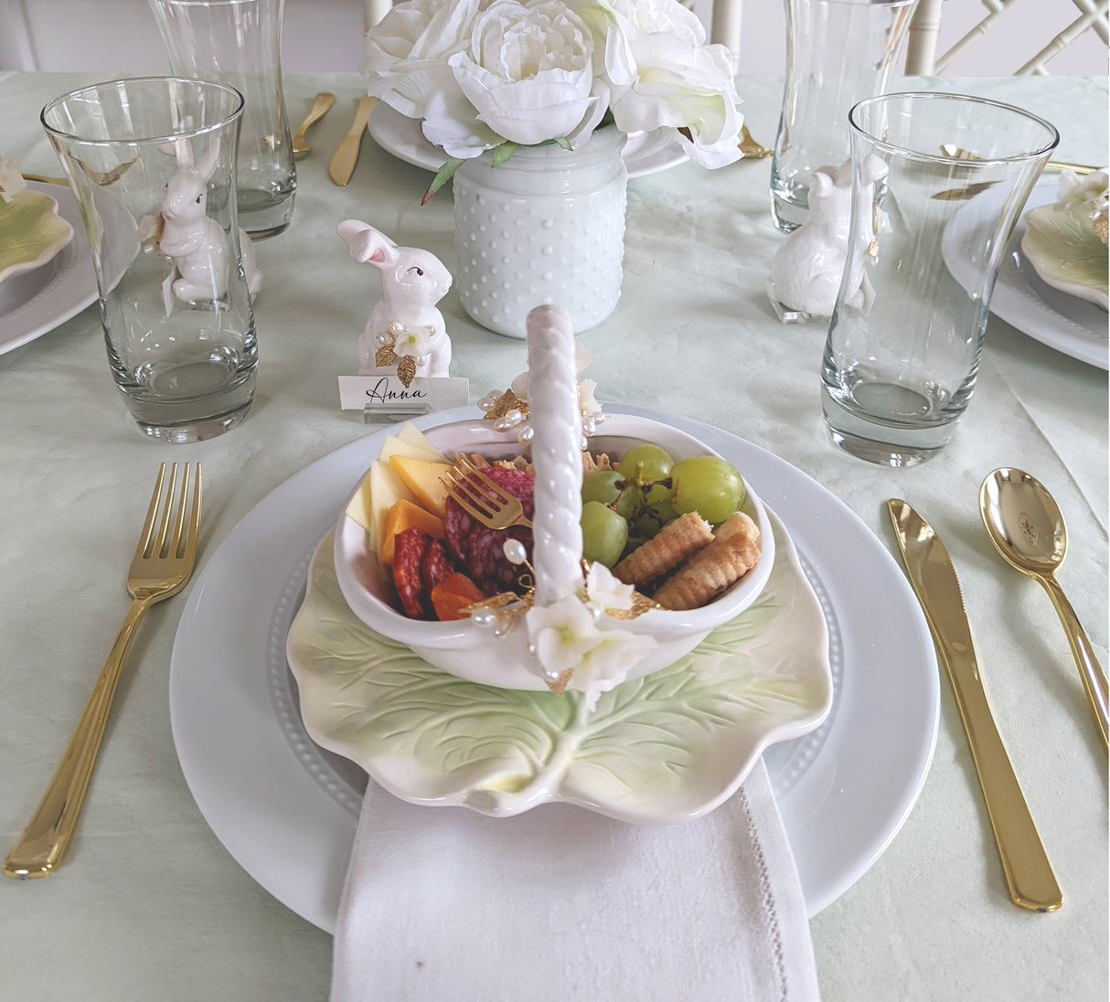 Bunny and Basket Serving Dish with Card Holder | Wholesale