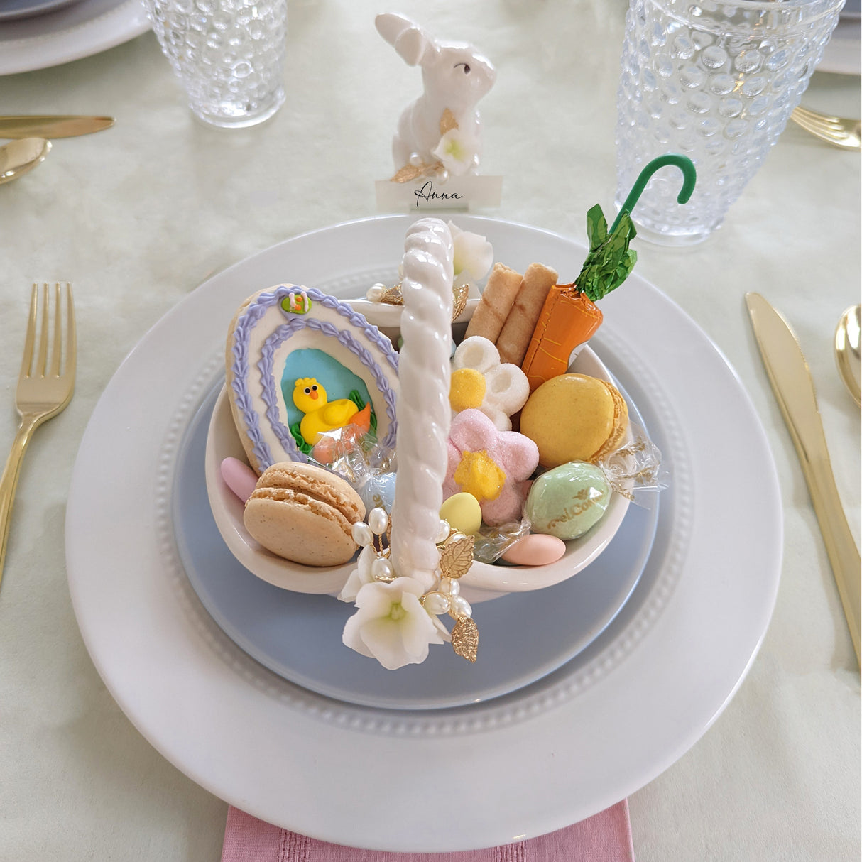 Bunny and Basket Serving Dish with Card Holder | Wholesale