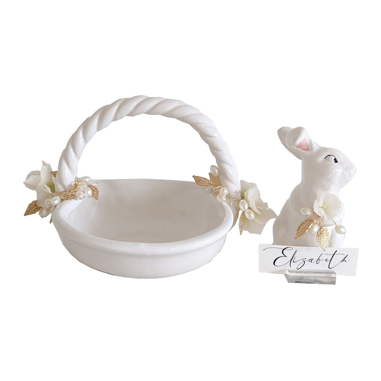 Bunny and Basket Serving Dish with Card Holder | Wholesale