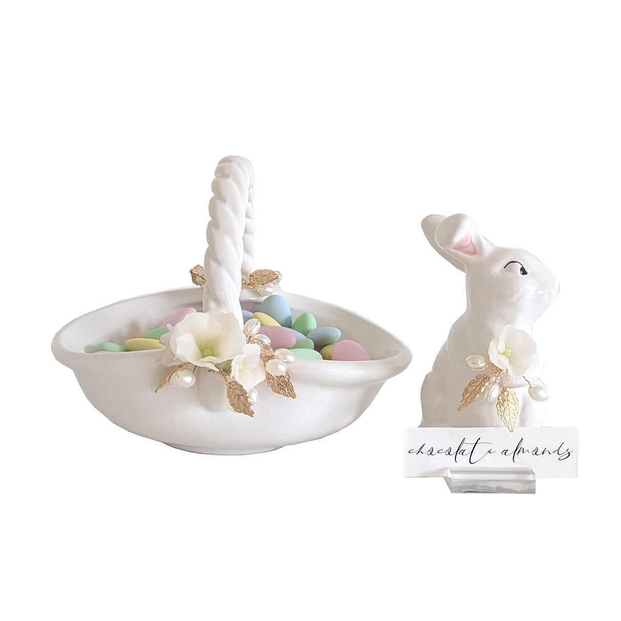 Bunny and Basket Serving Dish with Card Holder | Wholesale