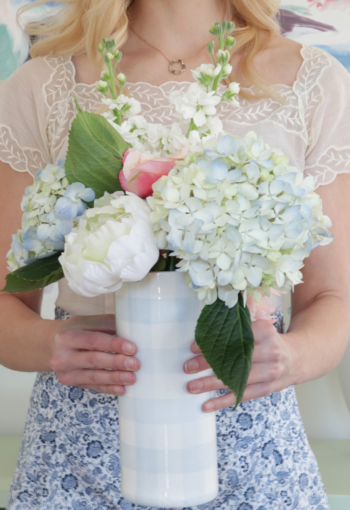 Gingham Column Vase | Wholesale