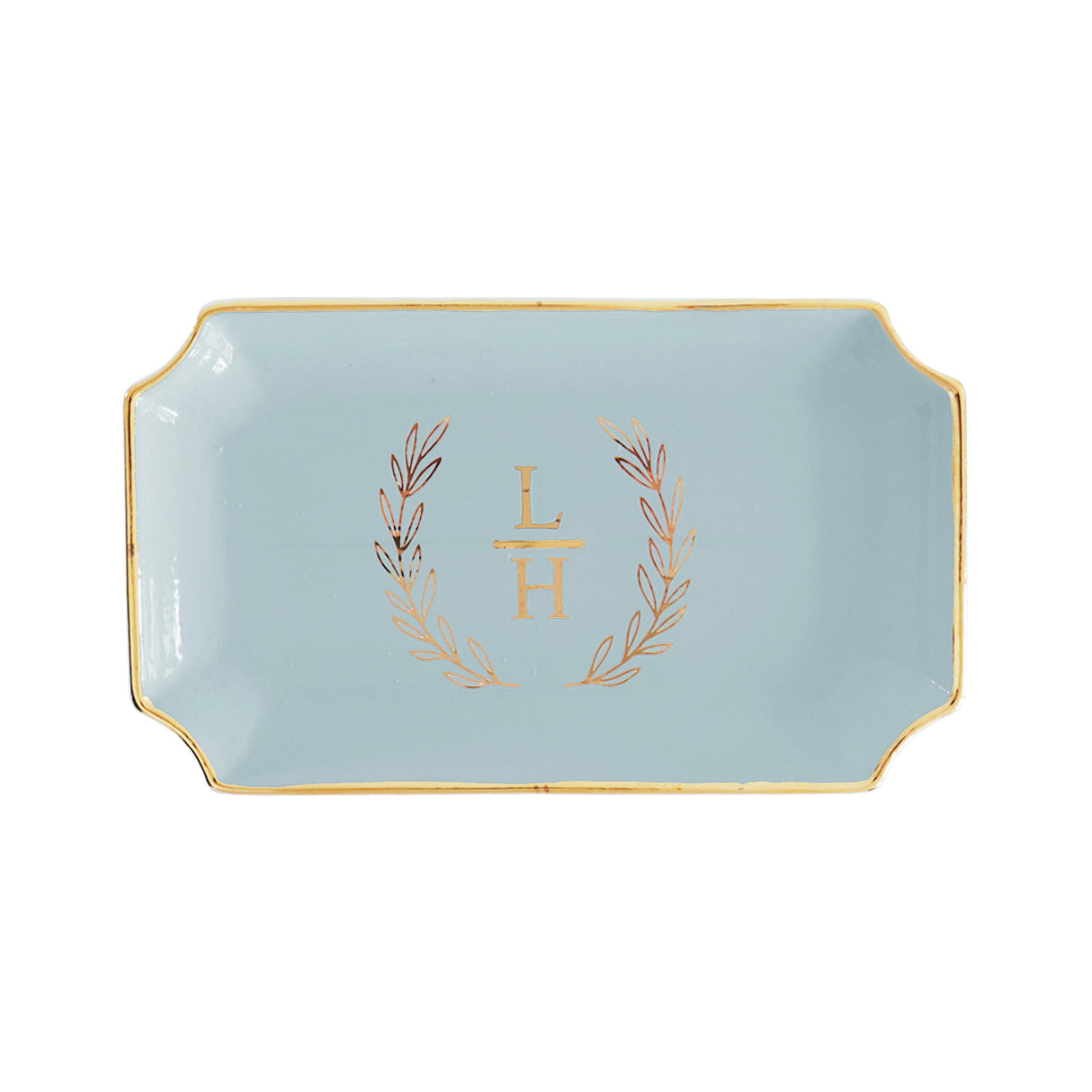 Laurel Wreath Monogram Trays with Gold Accent