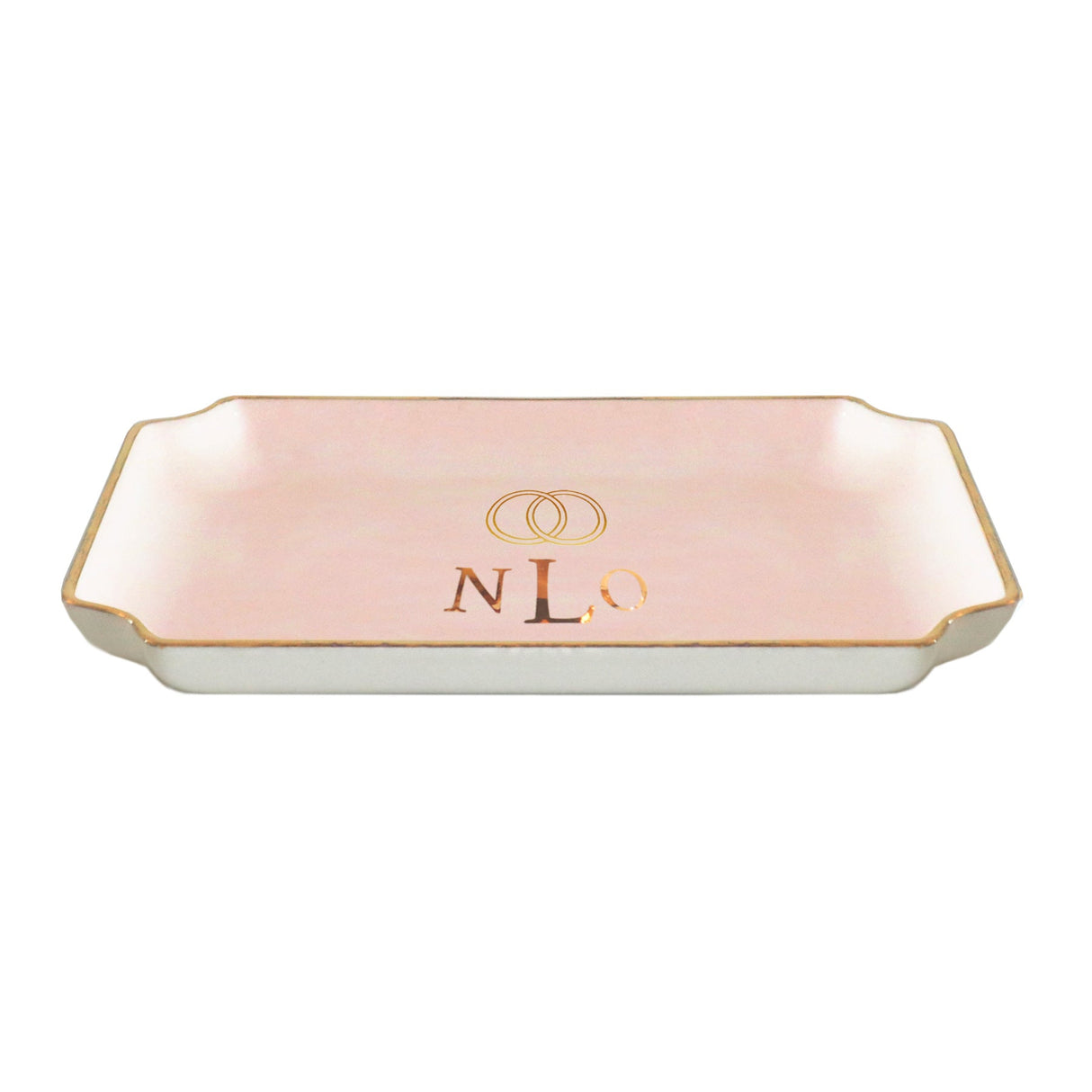 Wedding Keepsake Monogrammed Tray with Simple Bands