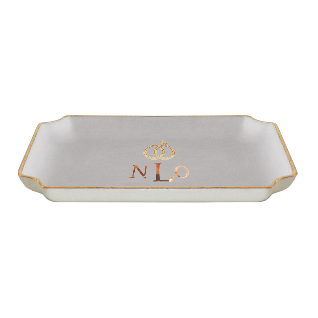 Wedding Keepsake Monogrammed Tray with Diamond Ring