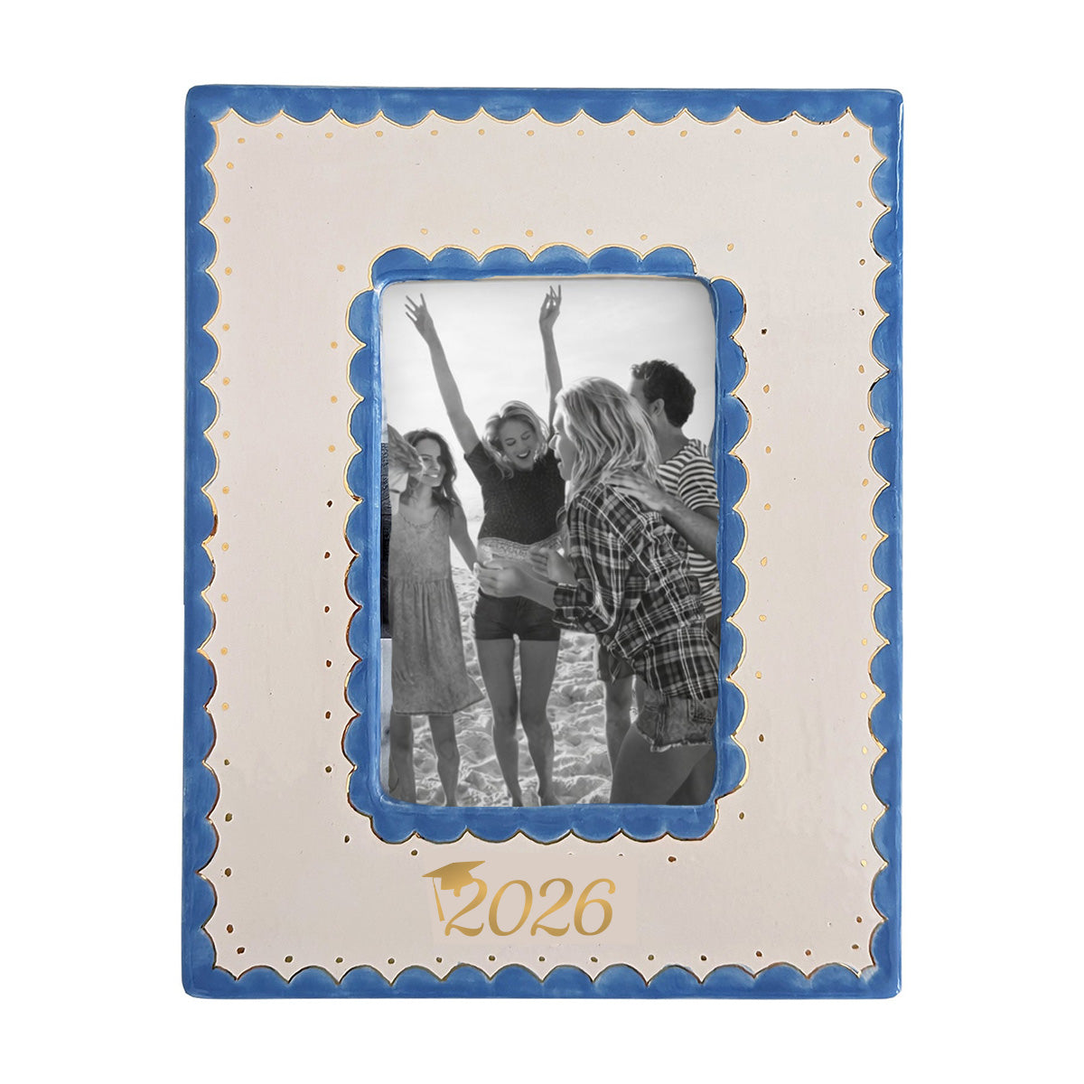 2026 Graduate Scallop Gold Monogrammed Picture Frame