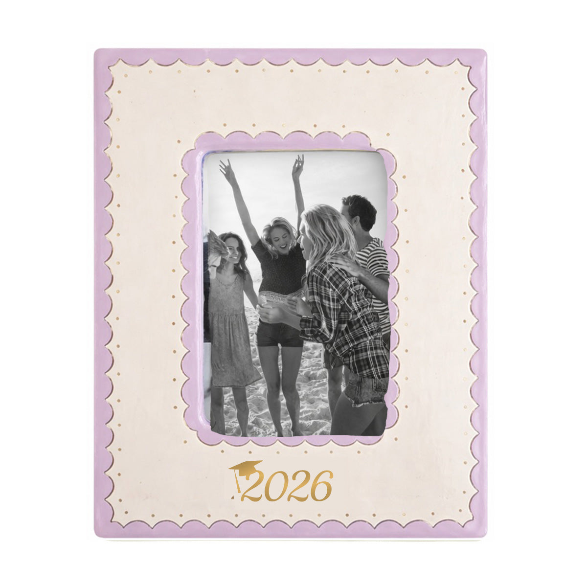 2026 Graduate Scallop Gold Monogrammed Picture Frame