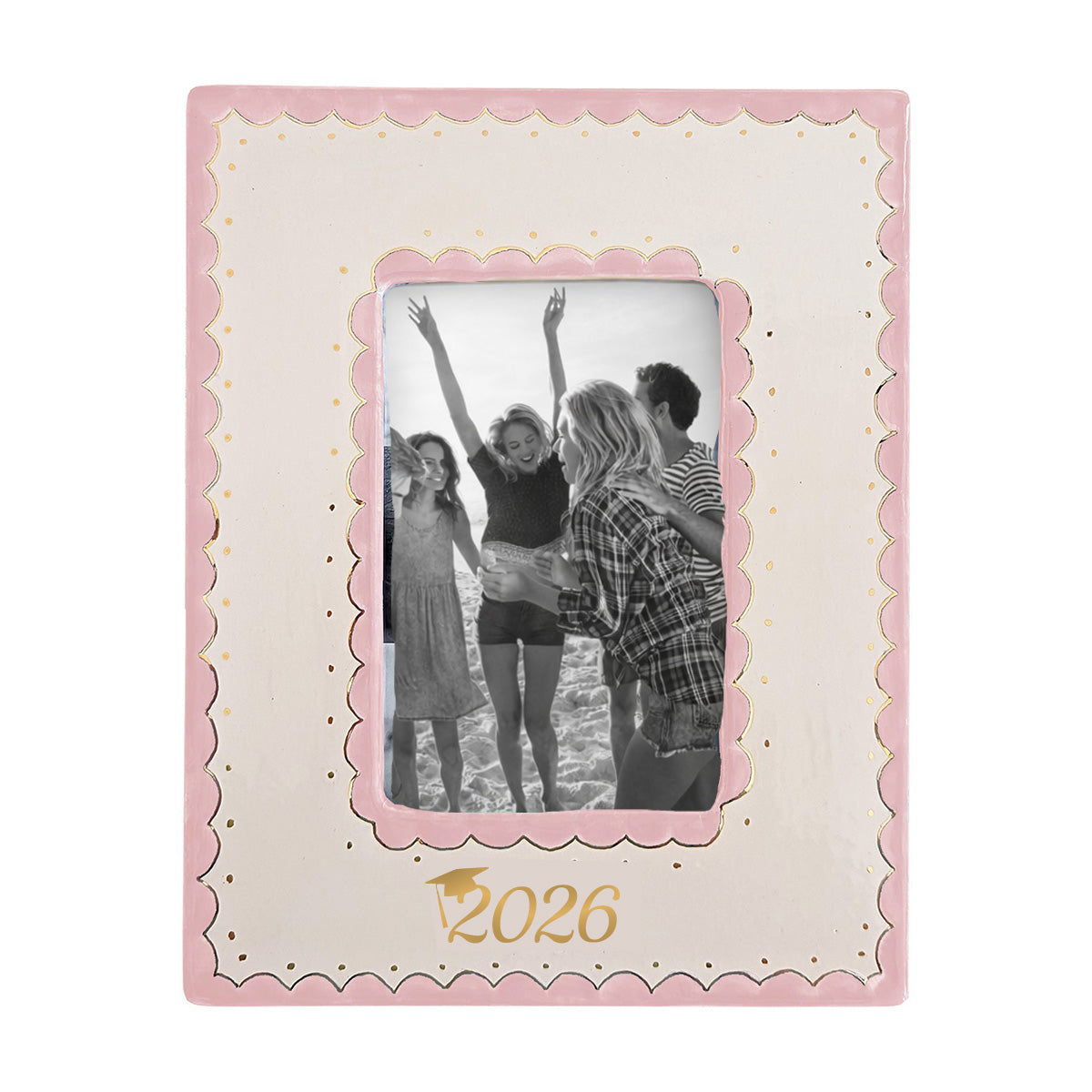 2026 Graduate Scallop Gold Monogrammed Picture Frame