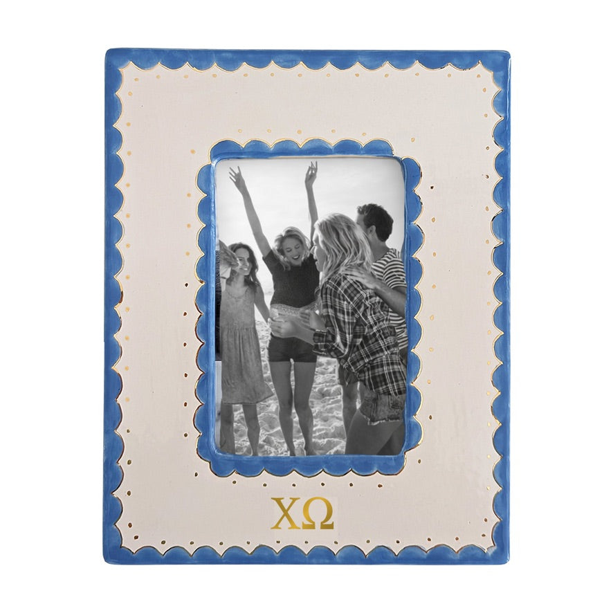 Chi Omega Scallop Monogrammed Picture Frame