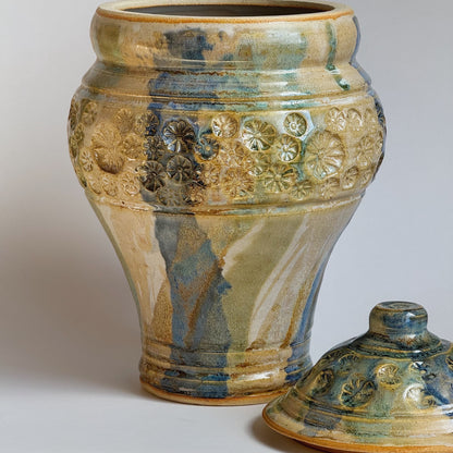 Blue & Beige Jar | Panther Pots Ayden Krzmarzick