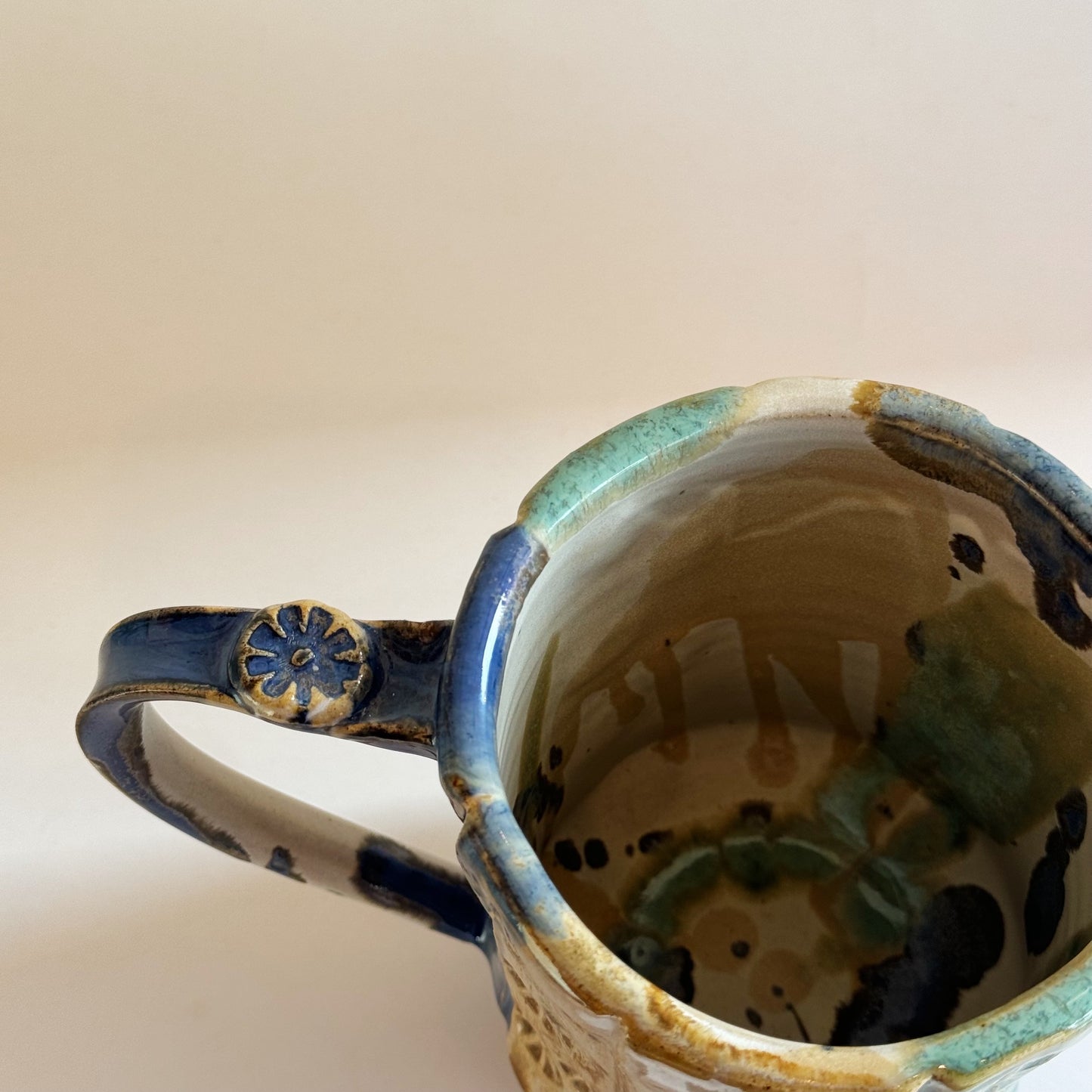 Blue & Beige Large Mug | Panther Pots by Ayden Krzmarzick