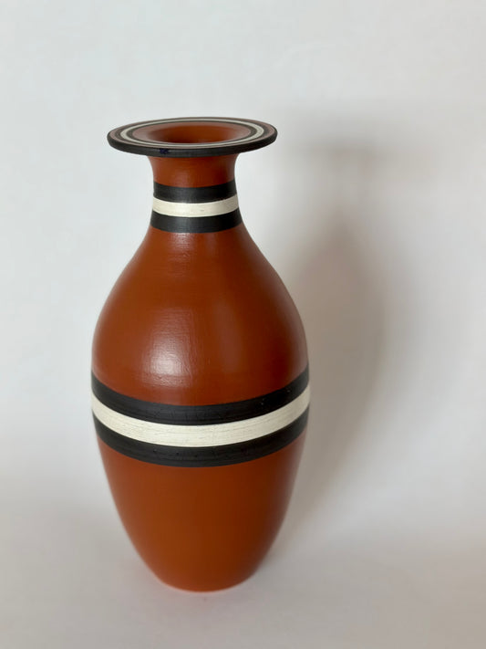 Terracotta Striped Vase | Pottery by Mike