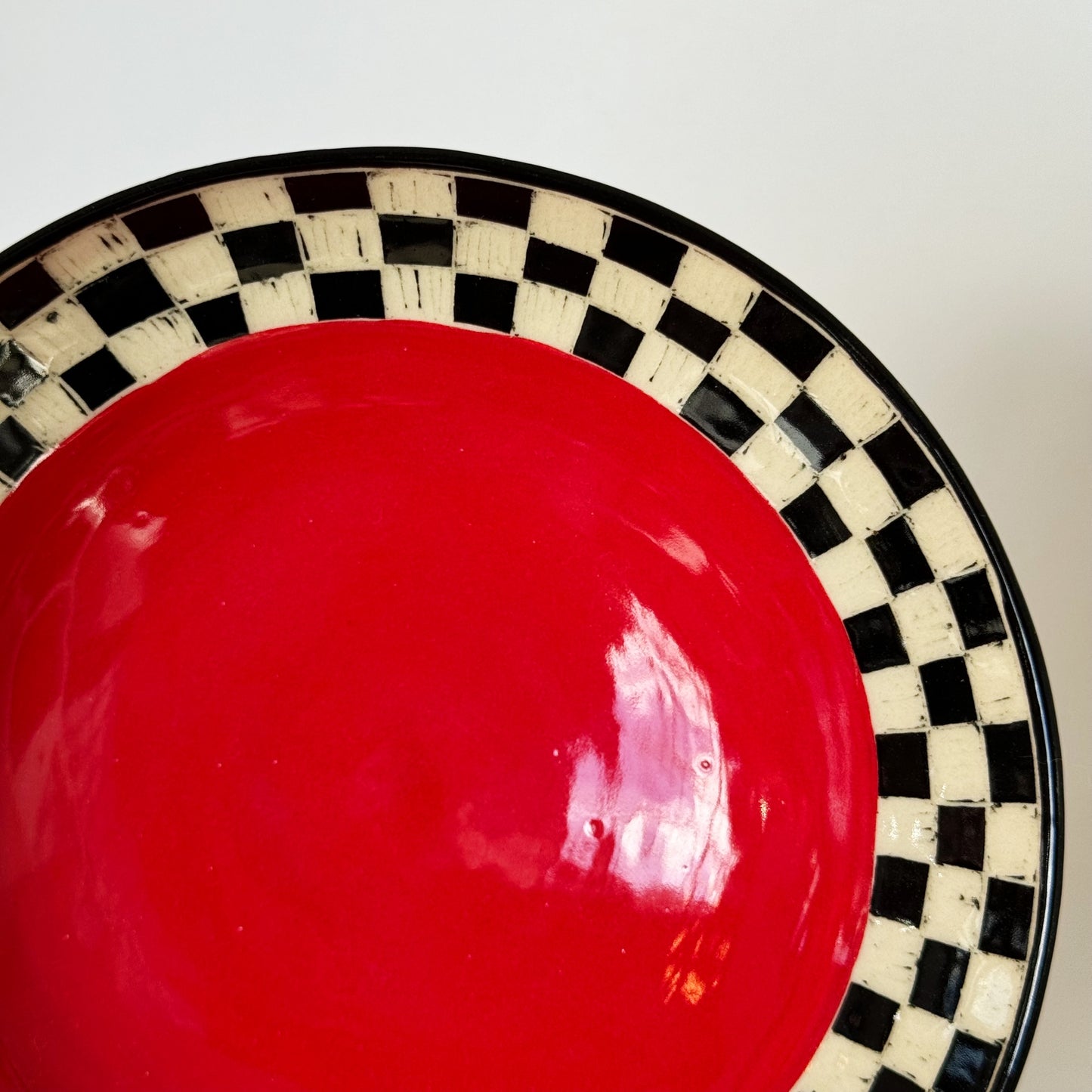 Checks with Red Bowl #2 | Cindy Walker Davidson