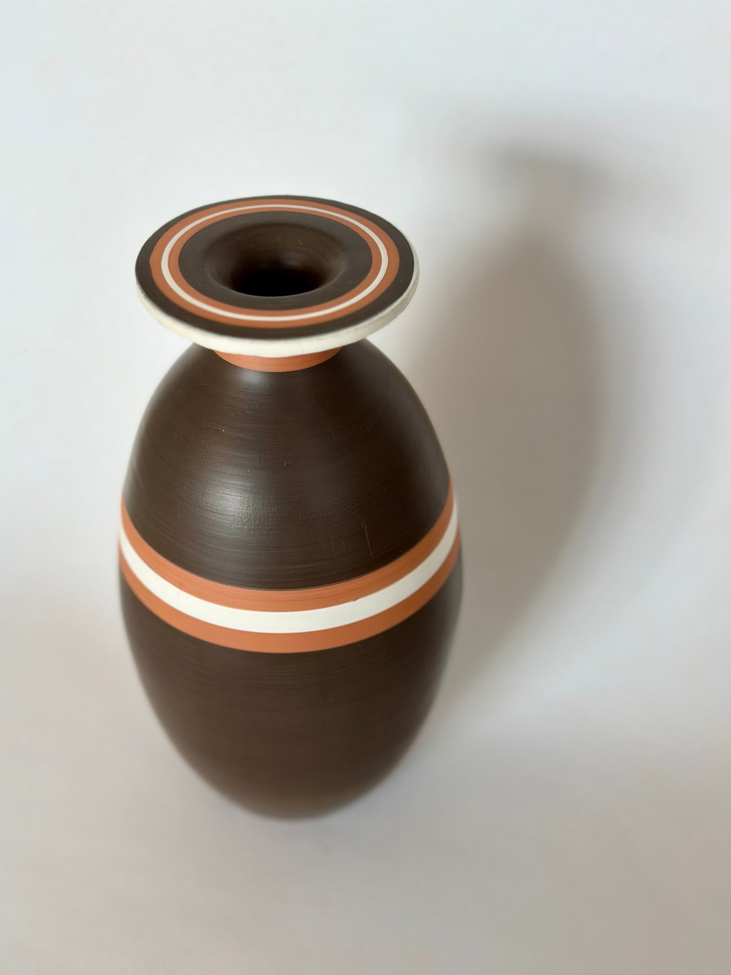 Dark Brown Striped Vase | Pottery by Mike