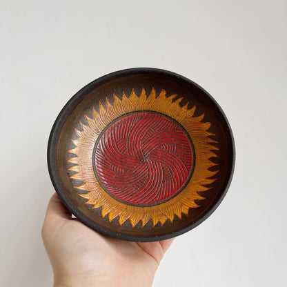 Red & Yellow Black Clay Bowl | Jim Pratt- Tulsa Clay