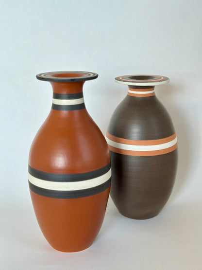 Dark Brown Striped Vase | Pottery by Mike